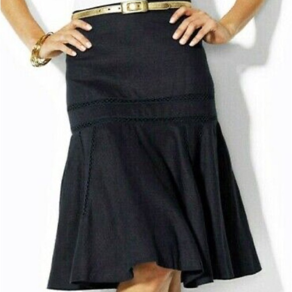 Lauren Ralph Lauren Black Flared Midi Skirt